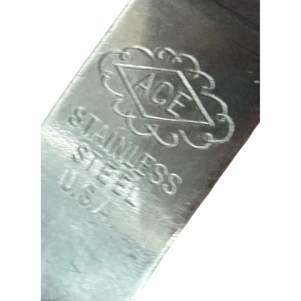 Vintage ACF Stainless Steel‎ Spatula Wood Handle Slotted Turner Kitchen Tool